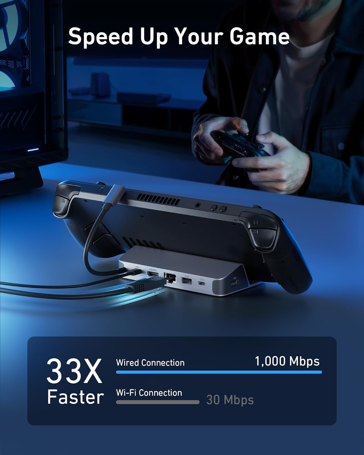 Usb Hub - محطة شحن أنكر لـ Steam Deck/ROG